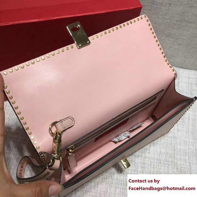 Valentino Stud Stitching Flap Clutch Bag Pink 2017 - Click Image to Close