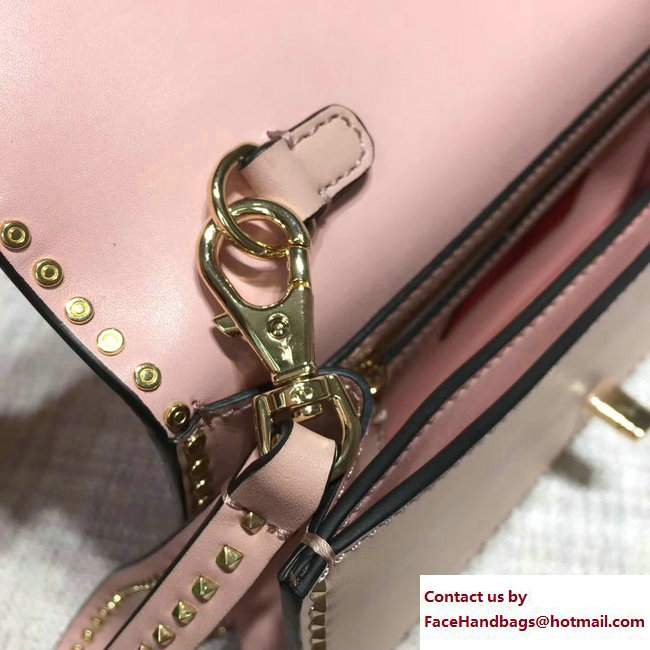 Valentino Stud Stitching Flap Clutch Bag Pink 2017