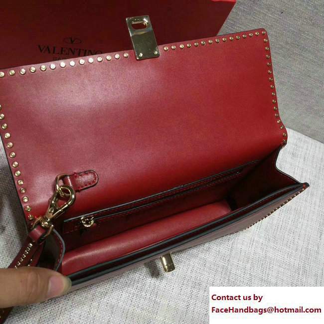 Valentino Stud Stitching Flap Clutch Bag Red 2017 - Click Image to Close