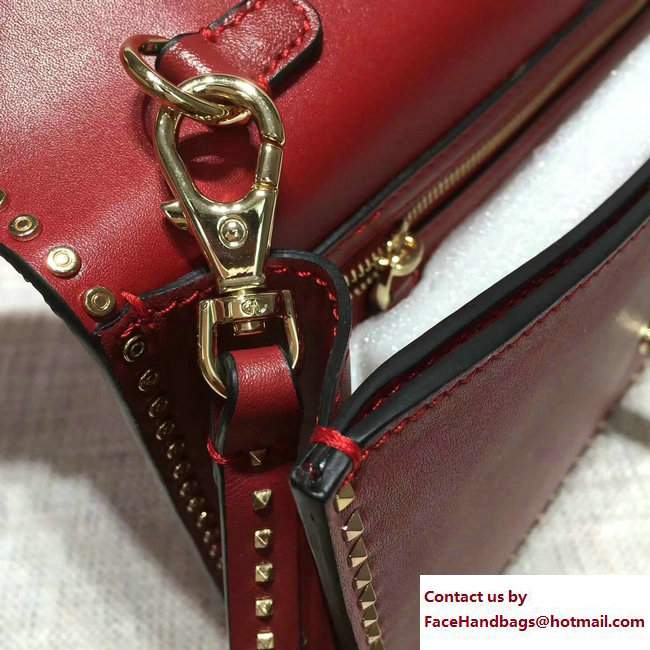 Valentino Stud Stitching Flap Clutch Bag Red 2017 - Click Image to Close