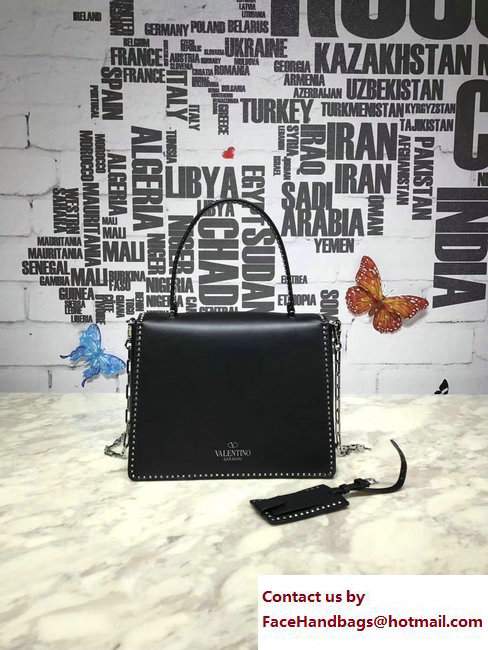 Valentino Stud Stitching Single Handle Large Bag Black 2017