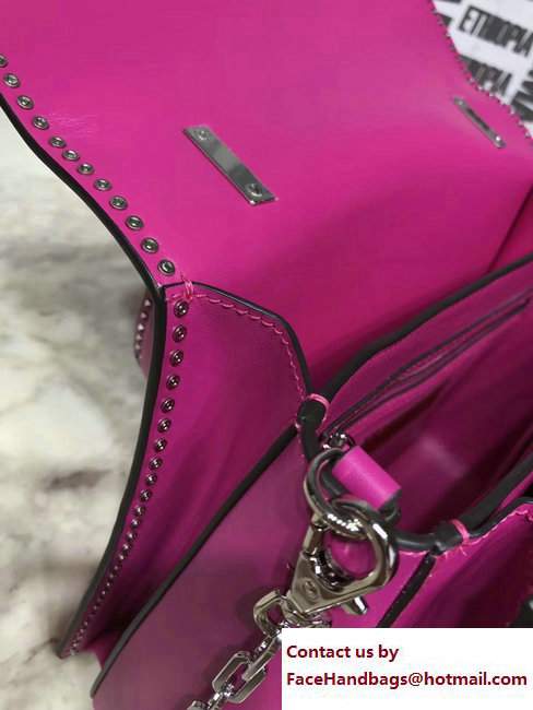 Valentino Stud Stitching Single Handle Large Bag Fuchsia 2017 - Click Image to Close
