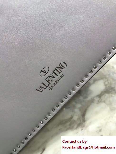 Valentino Stud Stitching Single Handle Large Bag Gray 2017