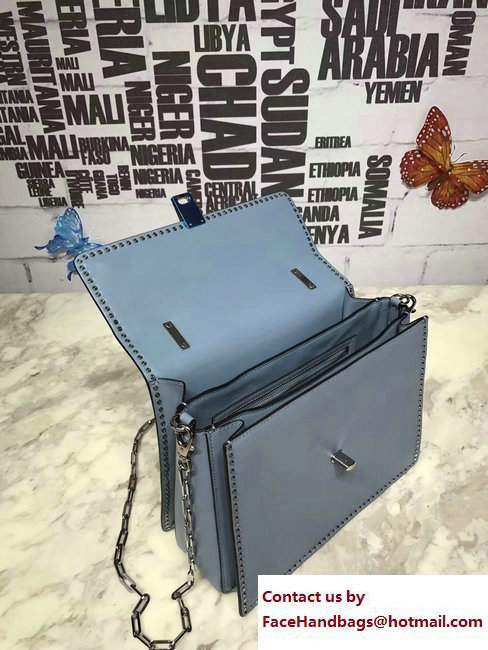 Valentino Stud Stitching Single Handle Large Bag Light Blue 2017