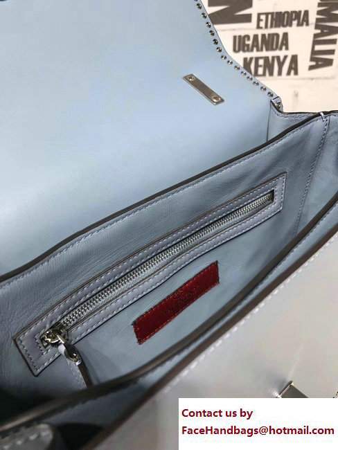 Valentino Stud Stitching Single Handle Large Bag Light Blue 2017