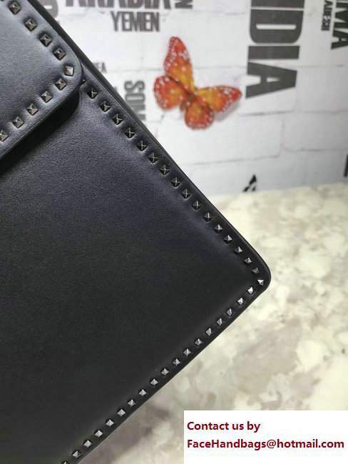 Valentino Stud Stitching Single Handle Large Bag Noir 2017