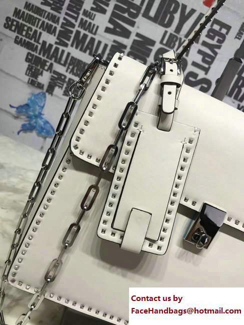 Valentino Stud Stitching Single Handle Large Bag Off White 2017 - Click Image to Close