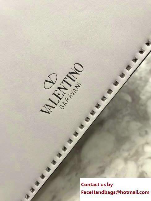 Valentino Stud Stitching Single Handle Large Bag Off White 2017