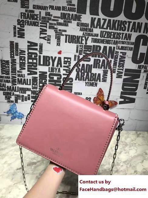 Valentino Stud Stitching Single Handle Large Bag Pastel Pink 2017