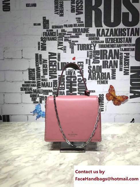 Valentino Stud Stitching Single Handle Large Bag Pastel Pink 2017