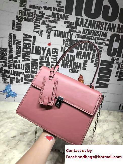 Valentino Stud Stitching Single Handle Large Bag Pastel Pink 2017 - Click Image to Close
