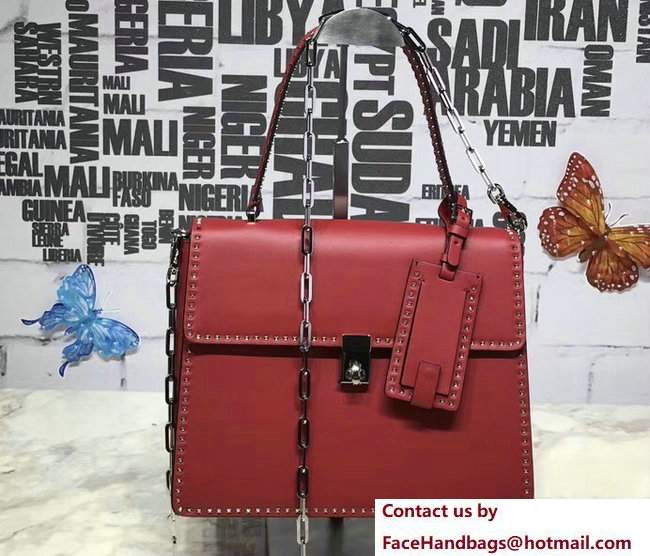 Valentino Stud Stitching Single Handle Large Bag Red 2017