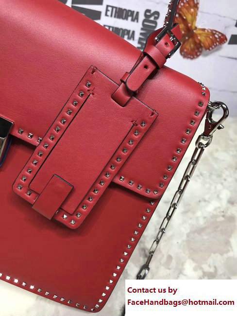Valentino Stud Stitching Single Handle Large Bag Red 2017