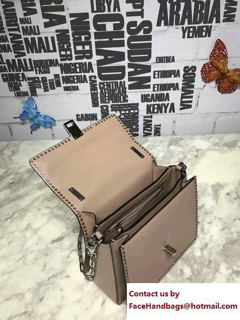 Valentino Stud Stitching Single Handle Small Bag Apricot 2017