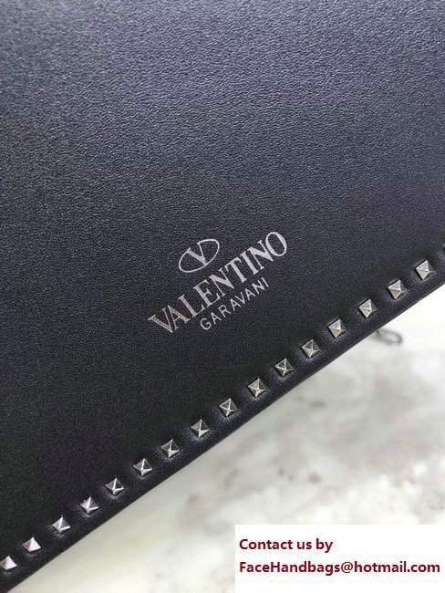 Valentino Stud Stitching Single Handle Small Bag Black 2017