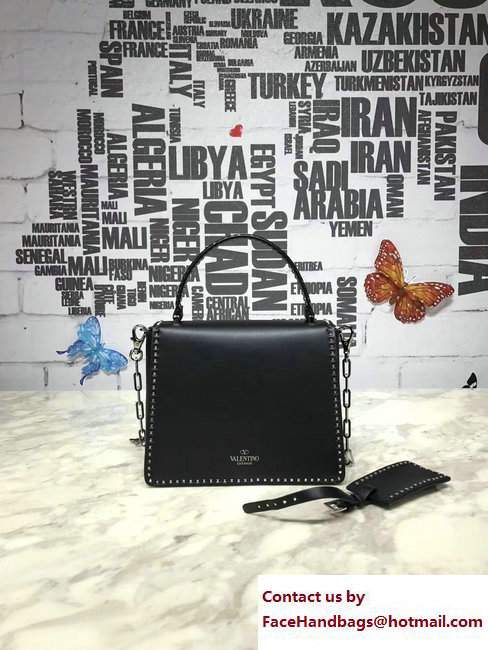 Valentino Stud Stitching Single Handle Small Bag Black 2017 - Click Image to Close