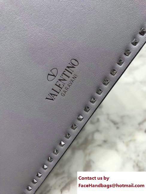 Valentino Stud Stitching Single Handle Small Bag Gray 2017
