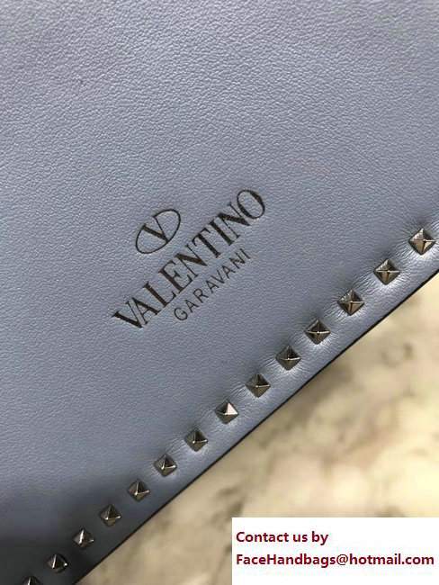 Valentino Stud Stitching Single Handle Small Bag Light Blue 2017