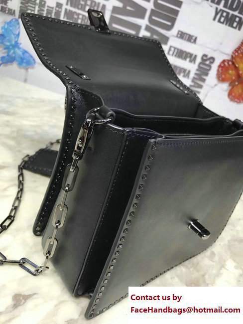 Valentino Stud Stitching Single Handle Small Bag Noir 2017