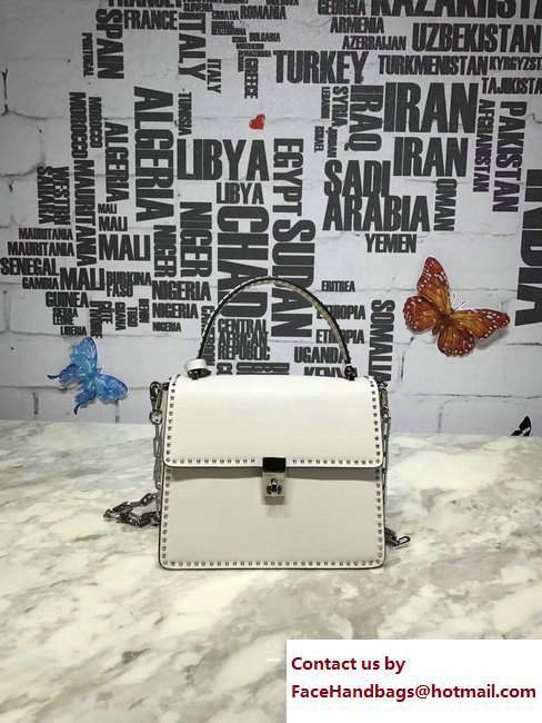 Valentino Stud Stitching Single Handle Small Bag Off White 2017 - Click Image to Close