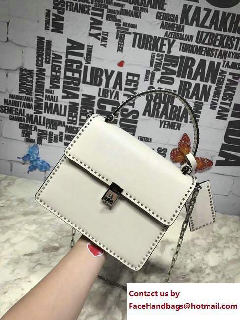 Valentino Stud Stitching Single Handle Small Bag Off White 2017 - Click Image to Close