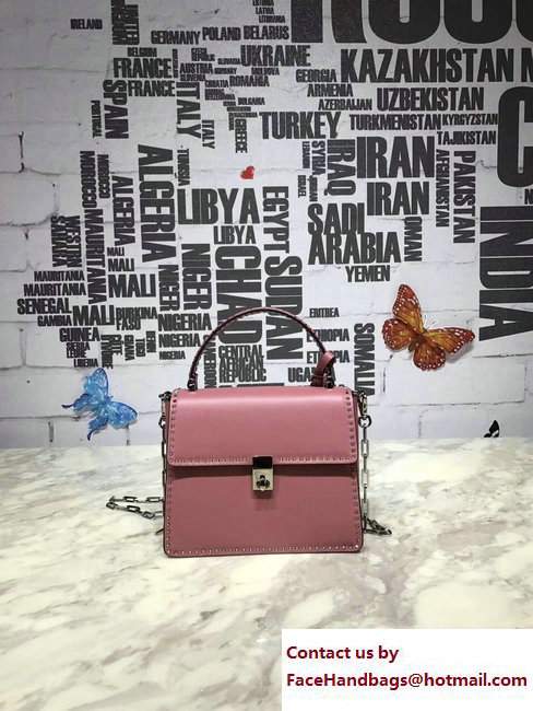 Valentino Stud Stitching Single Handle Small Bag Pastel Pink 2017 - Click Image to Close