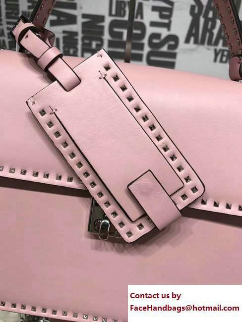 Valentino Stud Stitching Single Handle Small Bag Pink 2017 - Click Image to Close