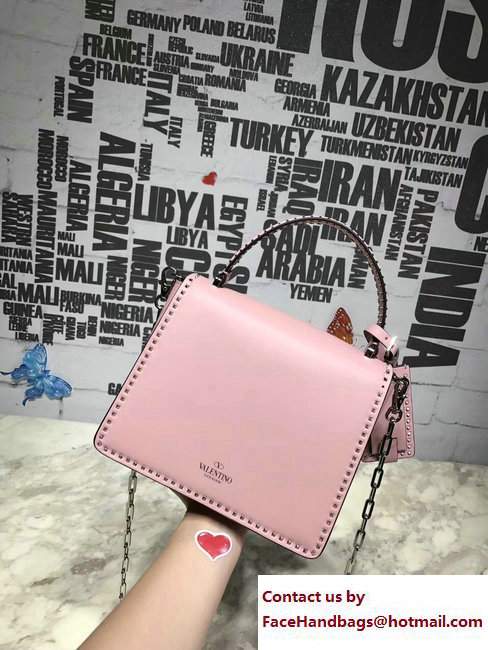 Valentino Stud Stitching Single Handle Small Bag Pink 2017