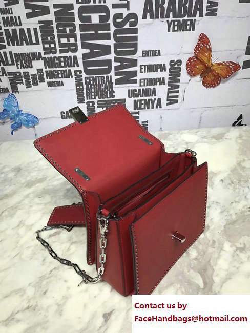 Valentino Stud Stitching Single Handle Small Bag Red 2017 - Click Image to Close