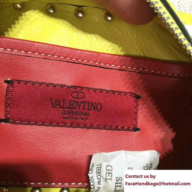 Valentino White Rockstud Spike Camera Bag Yellow Resort 2018