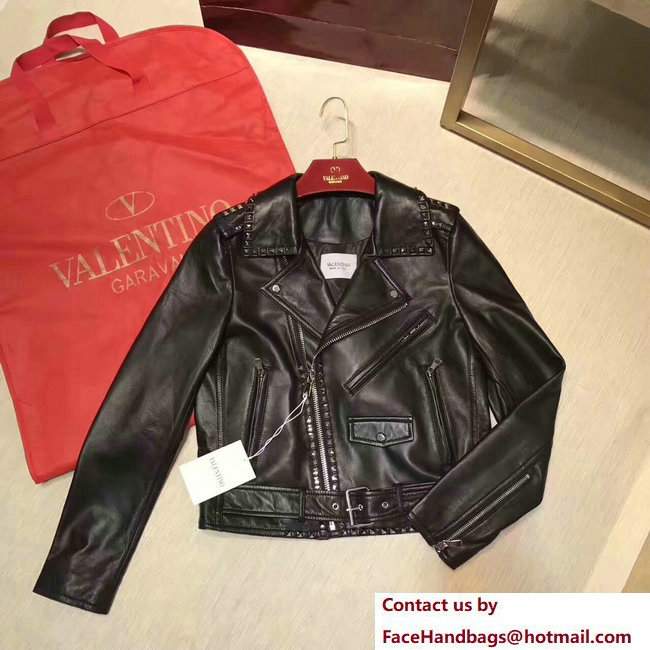 Valentino rockstud lambskin jacket black 2017