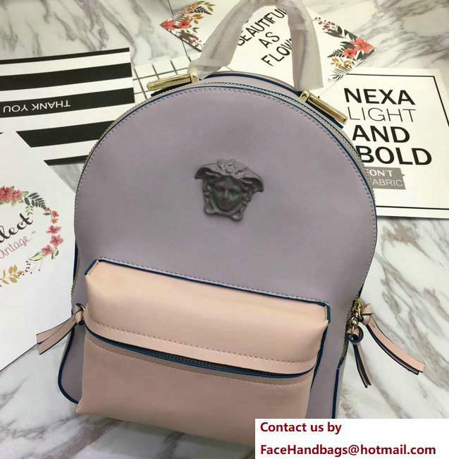 Versace Palazzo Nappa Leather Small Backpack Gray/Nude Versace Palazzo Nappa Leather Small Backpack Gray/Nude