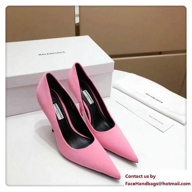 Balenciaga Heel 10cm Extreme Pointed Toe Spandex Knife Pumps Pink 2017 - Click Image to Close