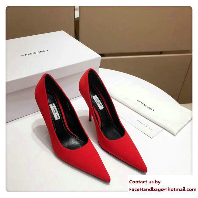 Balenciaga Heel 10cm Extreme Pointed Toe Spandex Knife Pumps Red 2017 - Click Image to Close
