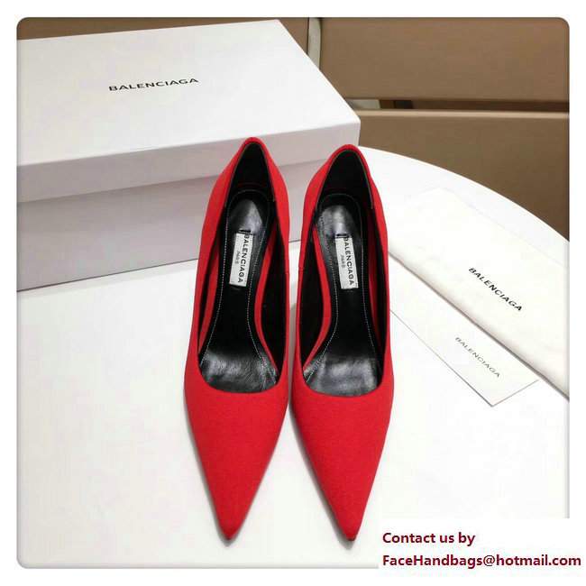Balenciaga Heel 10cm Extreme Pointed Toe Spandex Knife Pumps Red 2017