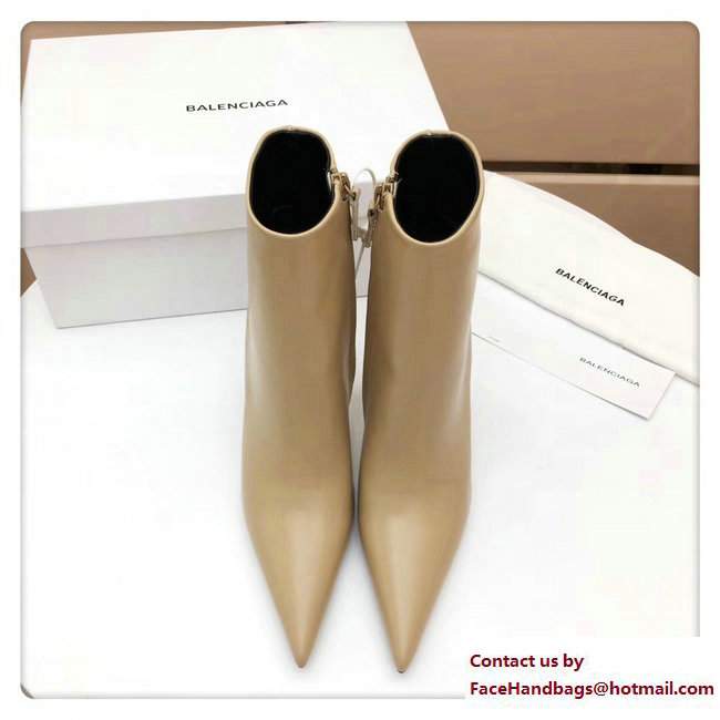 Balenciaga Heel 10cm Feminine Extreme Pointed Toe Knife Bootie Apricot 2017 - Click Image to Close