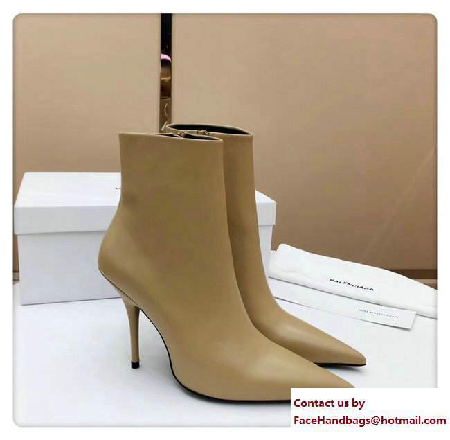 Balenciaga Heel 10cm Feminine Extreme Pointed Toe Knife Bootie Apricot 2017 - Click Image to Close