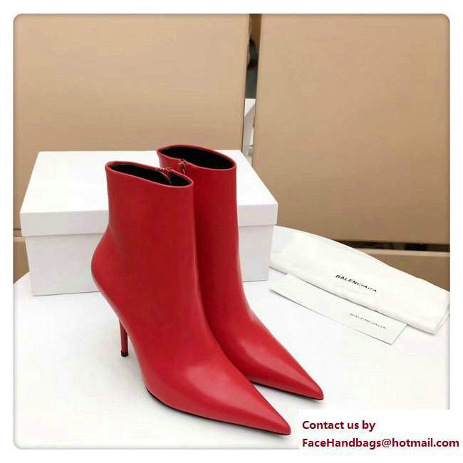 Balenciaga Heel 10cm Feminine Extreme Pointed Toe Knife Bootie Red 2017 - Click Image to Close