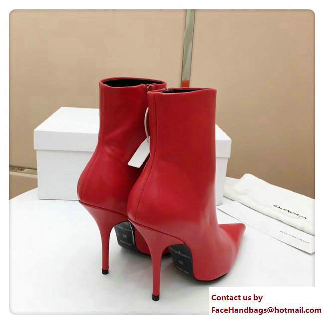Balenciaga Heel 10cm Feminine Extreme Pointed Toe Knife Bootie Red 2017 - Click Image to Close