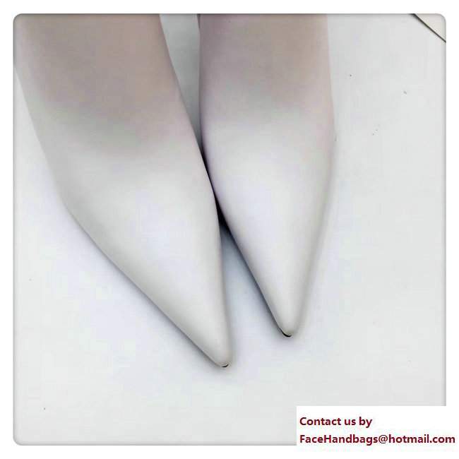 Balenciaga Heel 10cm Feminine Extreme Pointed Toe Knife Bootie White 2017 - Click Image to Close