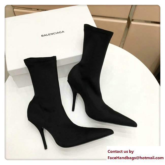 Balenciaga Heel 10cm Height 20cm Extreme Pointed Toe Spandex Knife Bootie Black 2017 - Click Image to Close