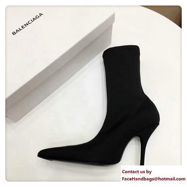 Balenciaga Heel 10cm Height 20cm Extreme Pointed Toe Spandex Knife Bootie Black 2017 - Click Image to Close
