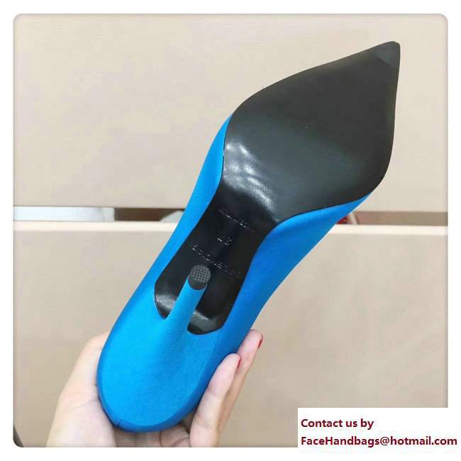 Balenciaga Heel 10cm Height 20cm Extreme Pointed Toe Spandex Knife Bootie Blue 2017 - Click Image to Close