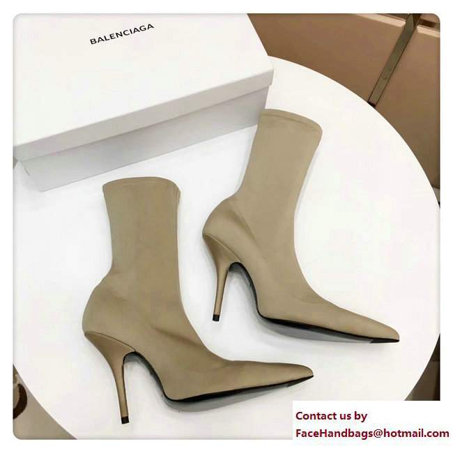 Balenciaga Heel 10cm Height 20cm Extreme Pointed Toe Spandex Knife Bootie Light Gray 2017