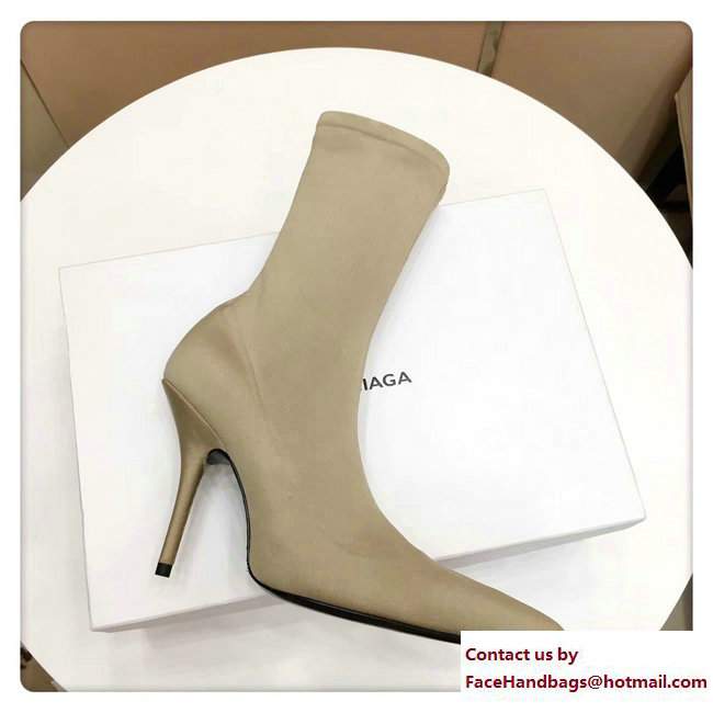 Balenciaga Heel 10cm Height 20cm Extreme Pointed Toe Spandex Knife Bootie Light Gray 2017