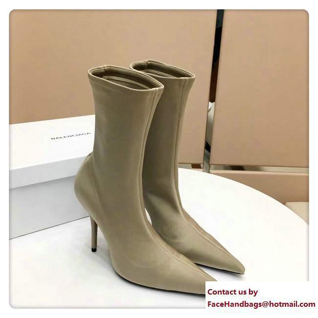 Balenciaga Heel 10cm Height 20cm Extreme Pointed Toe Spandex Knife Bootie Light Gray 2017 - Click Image to Close