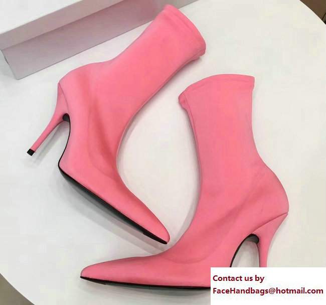 Balenciaga Heel 10cm Height 20cm Extreme Pointed Toe Spandex Knife Bootie Pink 2017