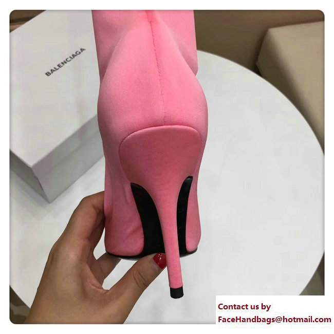Balenciaga Heel 10cm Height 20cm Extreme Pointed Toe Spandex Knife Bootie Pink 2017