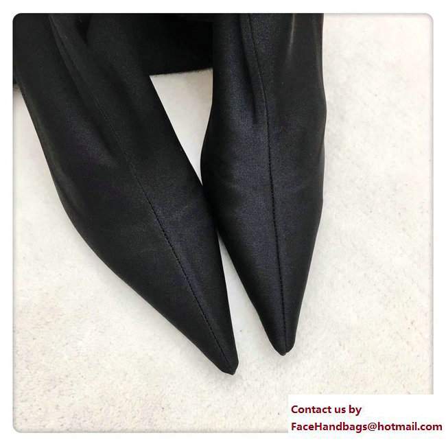 Balenciaga Heel 10cm Height 70cm Extreme Pointed Toe Spandex Knife High Boots Black 2017