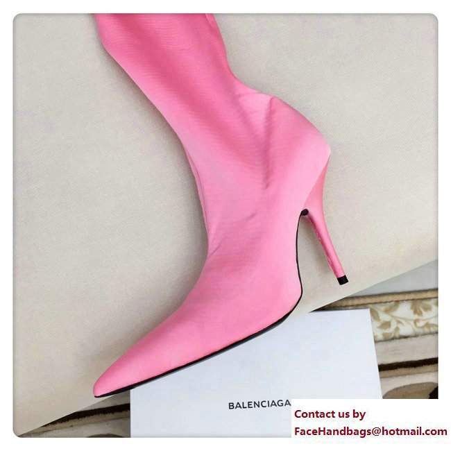 Balenciaga Heel 10cm Height 70cm Extreme Pointed Toe Spandex Knife High Boots Pink 2017 - Click Image to Close